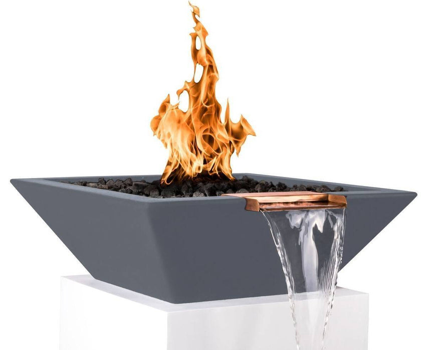 The Outdoor Plus - Maya GFRC Concrete Square Fire & Water Bowl with Wide Spill 24"