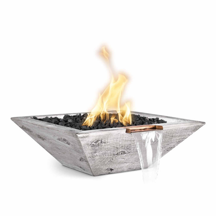 The Outdoor Plus - Maya GFRC Wood Grain Concrete Square Fire & Water Bowl 24"