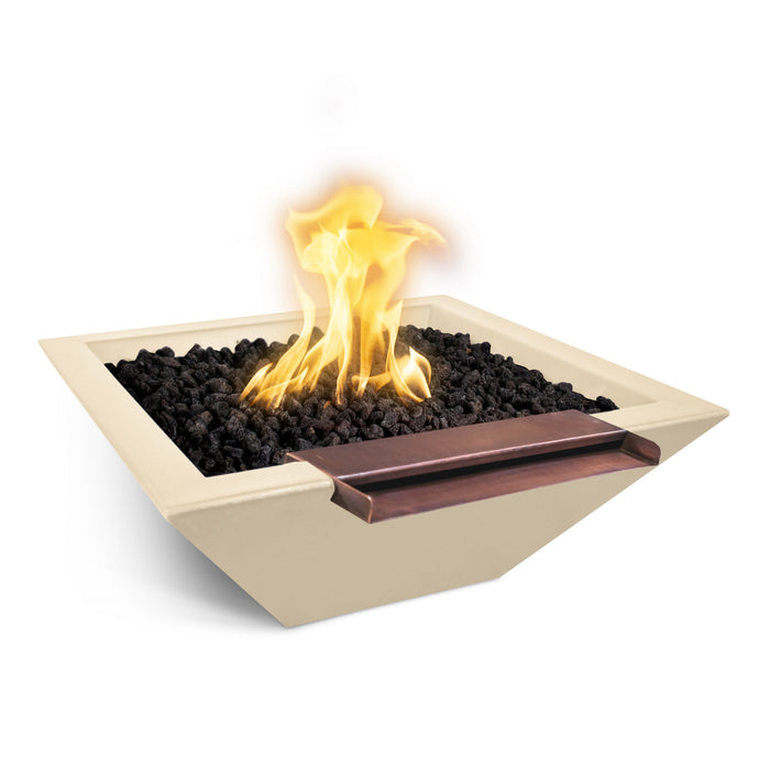 The Outdoor Plus - Maya GFRC Concrete Square Fire & Water Bowl with Wide Spill 30"