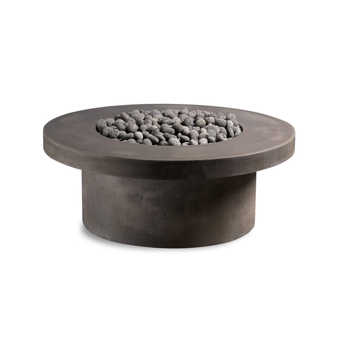 Circular Concrete Firepit - Pewter Rolled Lava Rock