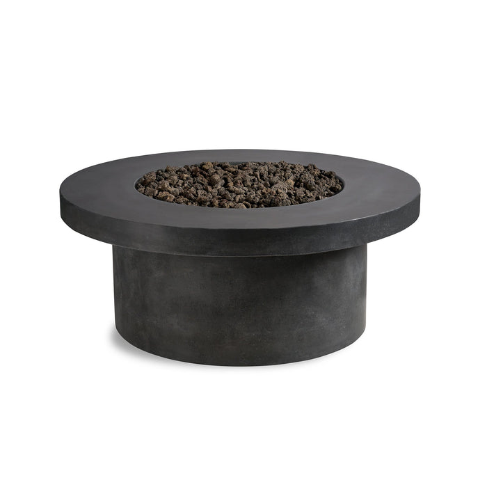 Circular Concrete Firepit - Zinc Black Lava Rock