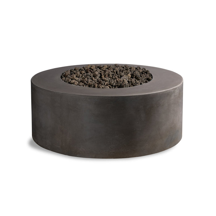 Cylinder Concrete Firepit - Pewter Black Lava Rock