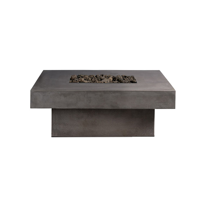 Square Concrete Firepit - Pewter Black Lava Rock