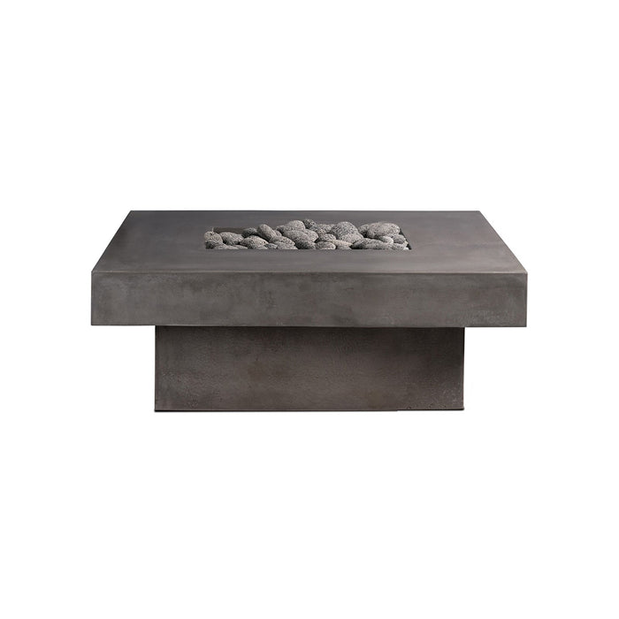 Square Concrete Firepit - Pewter Rolled Lava Rock