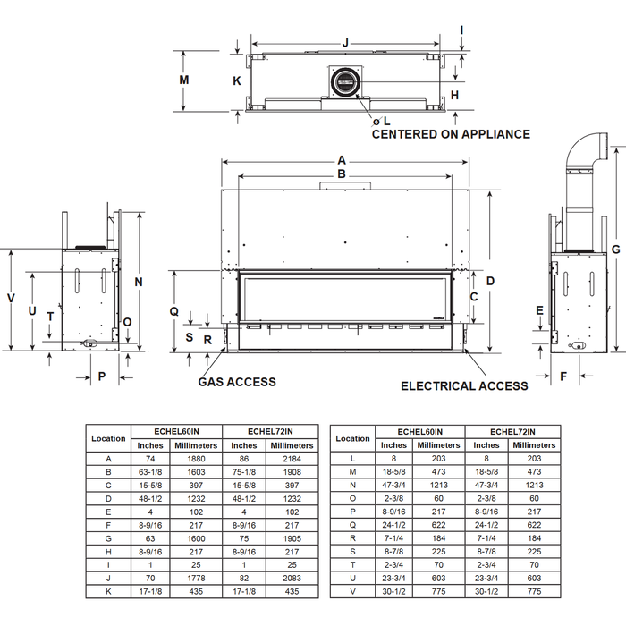 Majestic Echelon II 60 Inch Linear Direct Vent Gas Fireplace - ECHEL60IN-C