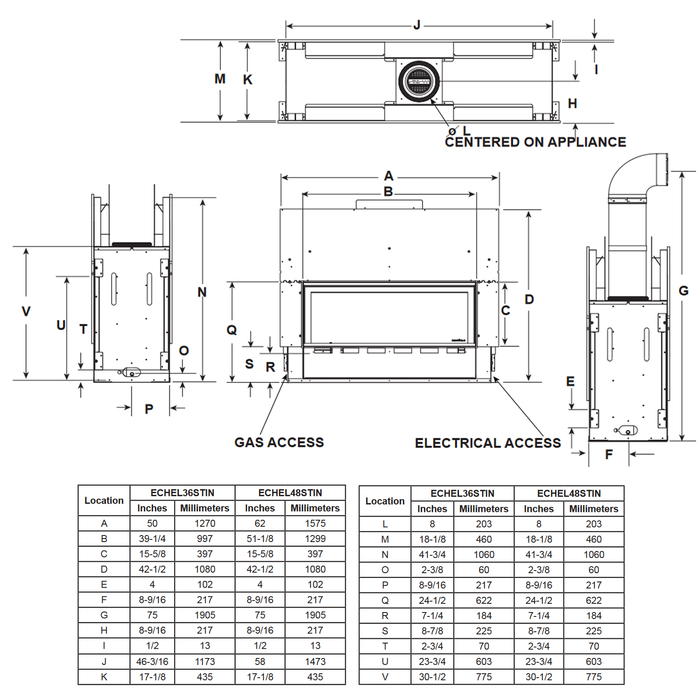 Majestic Echelon II 48 Inch See Through Linear Direct Vent Gas Fireplace - ECHEL48STIN-C