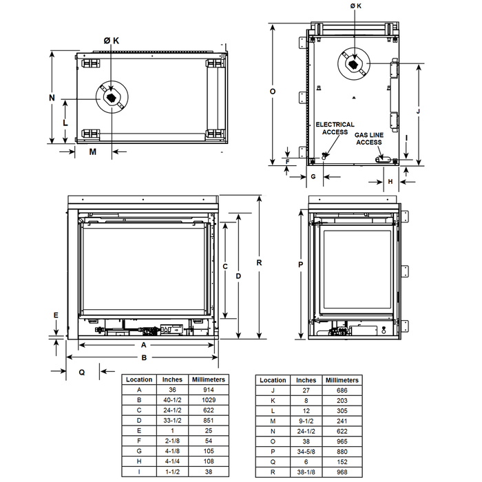 Majestic Corner Direct Vent Gas Fireplace - L/R-COR-DV36IN