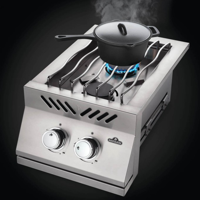 Napoleon Built-in 500 Series Inline Dual Range Top Burner with Stainless Steel Cover - BI12RT