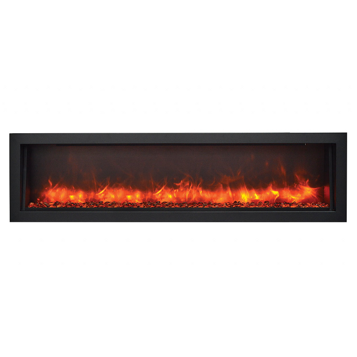 Remii 65" Deep Indoor or Outdoor Built-in Electric Fireplaces with Black Steel Surround