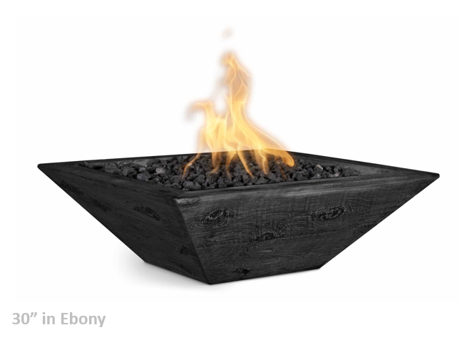 The Outdoor Plus Maya Wood Grain Concrete Fire Bowl + Free Cover