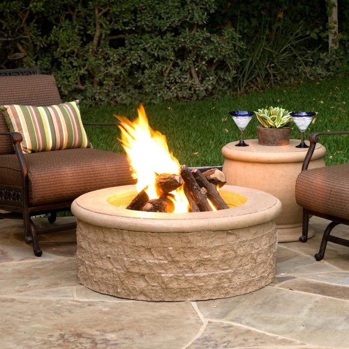 American Fyre Designs Chiseled 39-Inch Round Gas Fire Pit