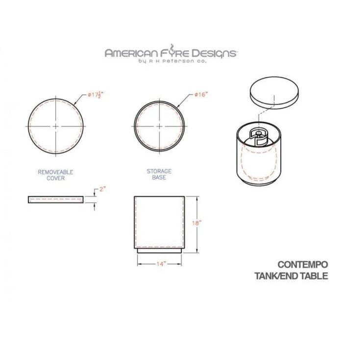 American Fyre Designs Contempo Concrete Tank/End Table