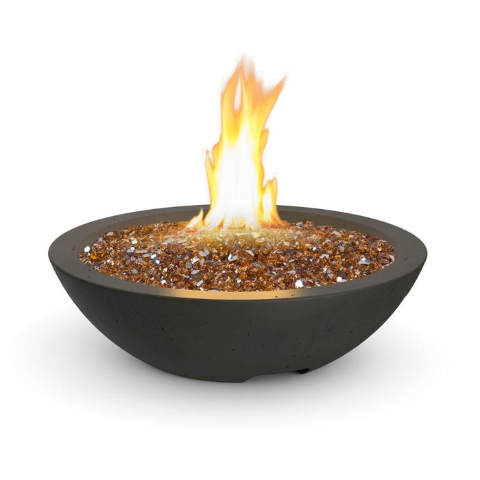 American Fyre Designs Marseille 24-Inch Round Concrete Gas Fire Bowl in Black Lava