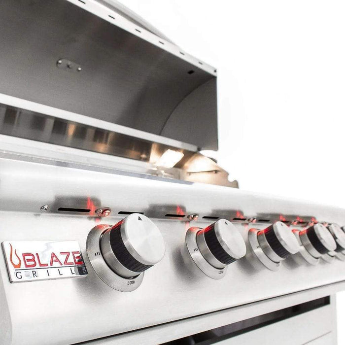 Blaze - 40" 5-Burner Premium LTE Built-In Gas Grill with Lights