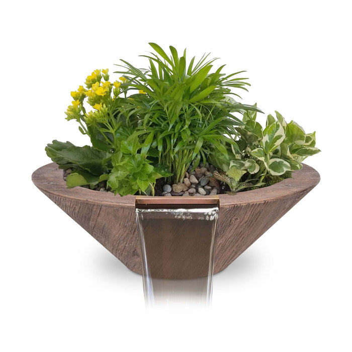 The Outdoor Plus - Cazo GFRC Wood Grain Concrete Round Planter & Water Bowl