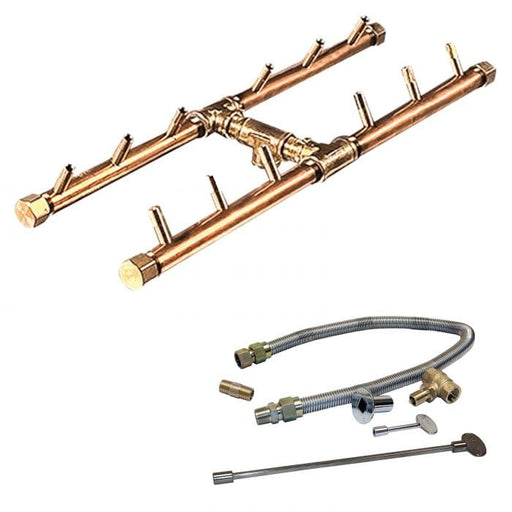 Warming Trends 120K BTU 18 x 7-Inch Crossfire H-Style Brass Gas Fire Pit Burner Kit