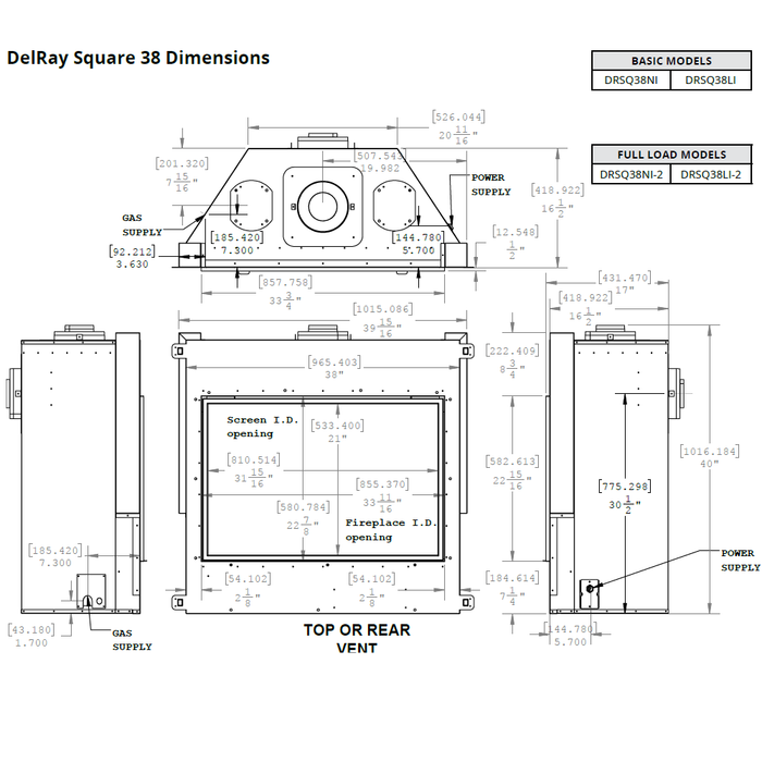 Montigo DelRay 38 Square Direct-Vent Gas Fireplace - DRSQ38NI