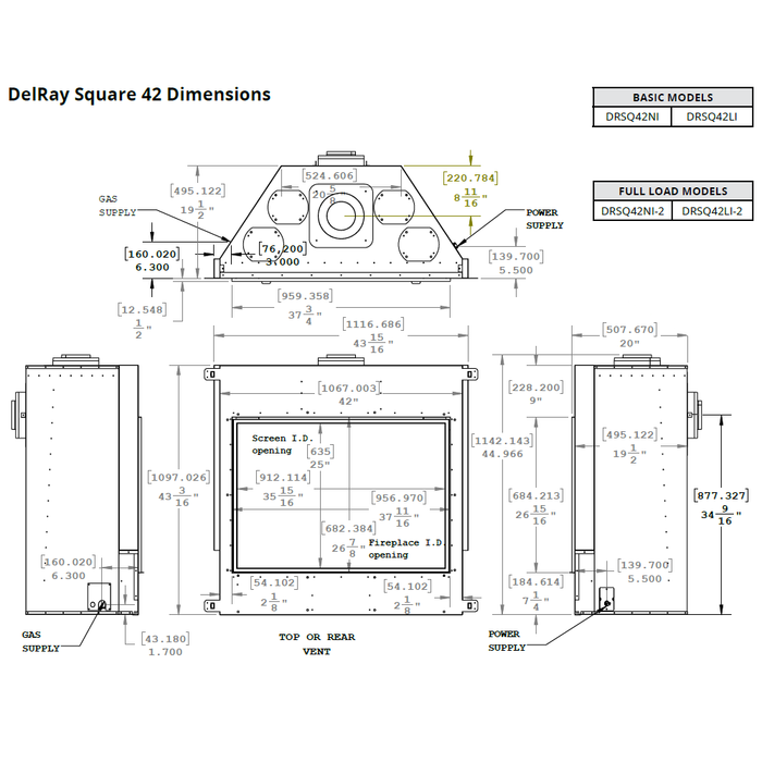 Montigo DelRay Full-Load 42 Square Direct-Vent Gas Fireplace - DRSQ42NI-2