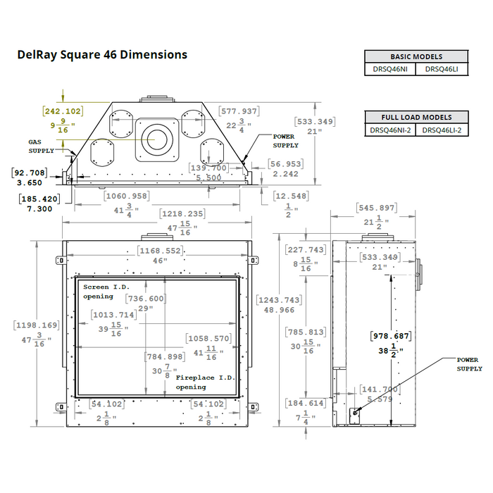 Montigo DelRay 46 Square Direct-Vent Gas Fireplace - DRSQ46NI