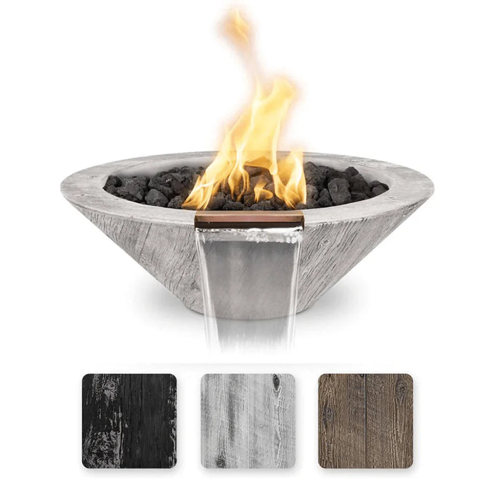 The Outdoor Plus - Cazo GFRC Wood Grain Concrete Round Fire & Water Bowl 24"