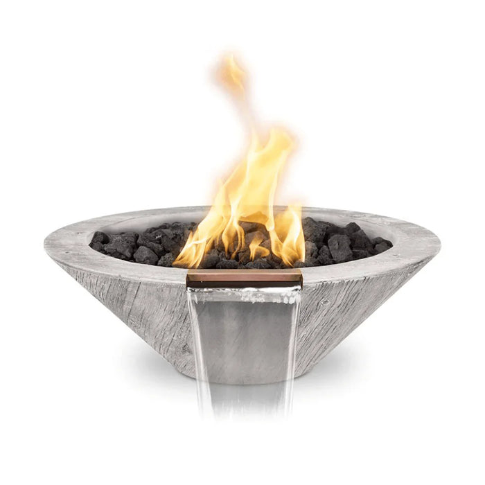 The Outdoor Plus - Cazo GFRC Wood Grain Concrete Round Fire & Water Bowl 24"