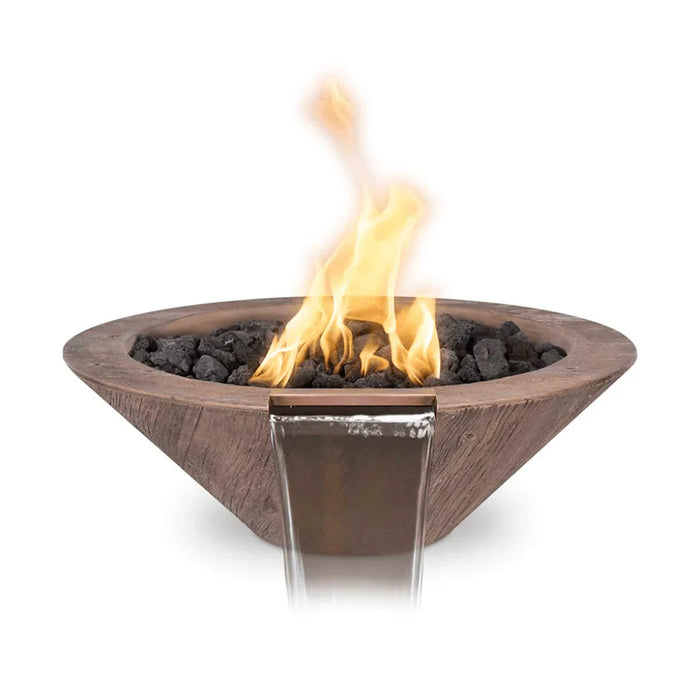 The Outdoor Plus - Cazo GFRC Wood Grain Concrete Round Fire & Water Bowl 24"