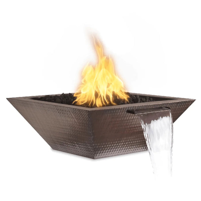 The Outdoor Plus - Maya Hammered Copper Square Fire & Water Bowl 36"