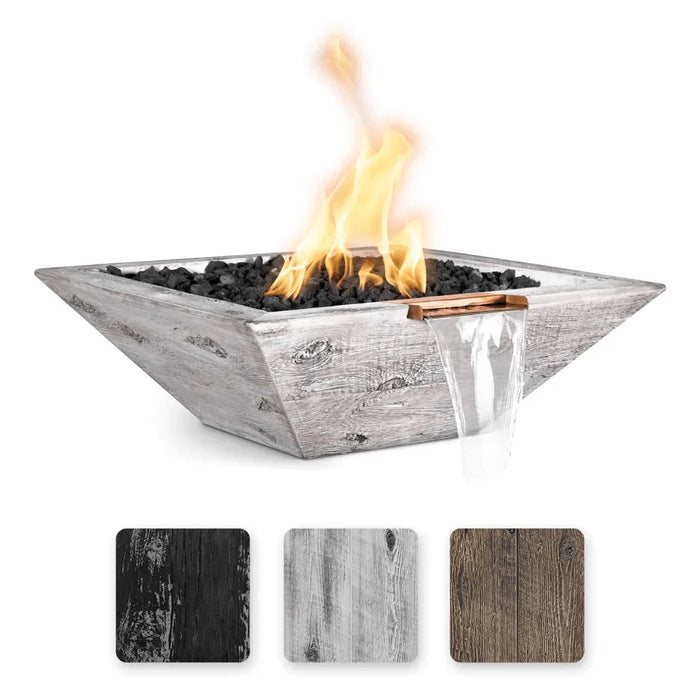 The Outdoor Plus - Maya GFRC Wood Grain Concrete Square Fire & Water Bowl 30"