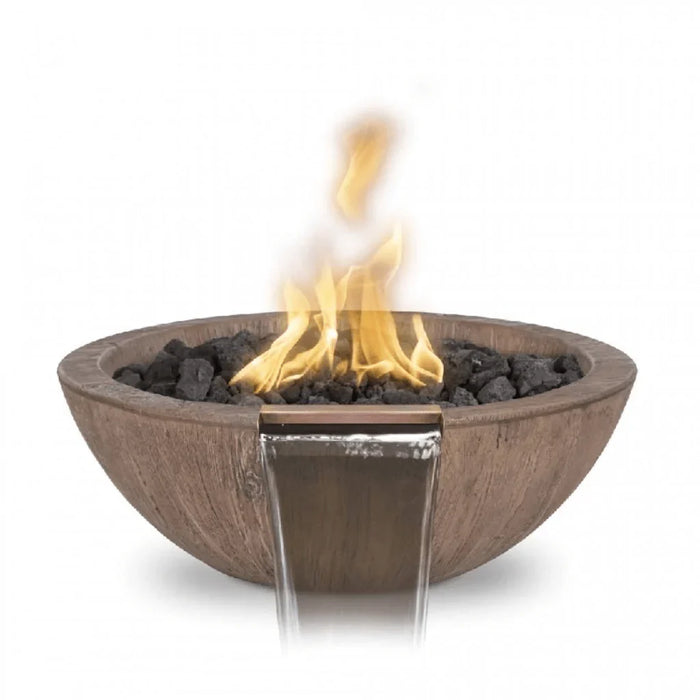 The Outdoor Plus - Sedona GFRC Wood Grain Concrete Round Fire and Water Bowl 27"