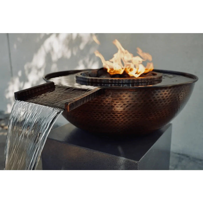 The Outdoor Plus -27" Sedona Hammered Copper Gravity Spill Round Fire & Water Bowl