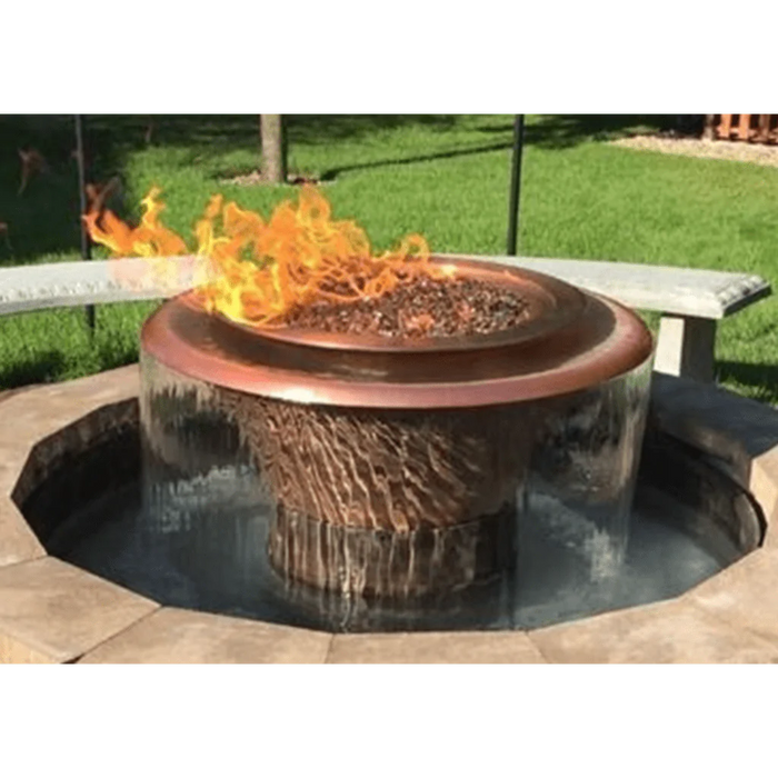 The Outdoor Plus - Cazo Hammered Copper 360° Spill Round Fire & Water Bowl 36"