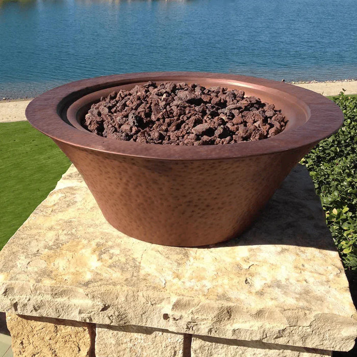 The Outdoor Plus Cazo Hammered Copper Round Fire Bowl 24" - Premium Pool Fire Bowls