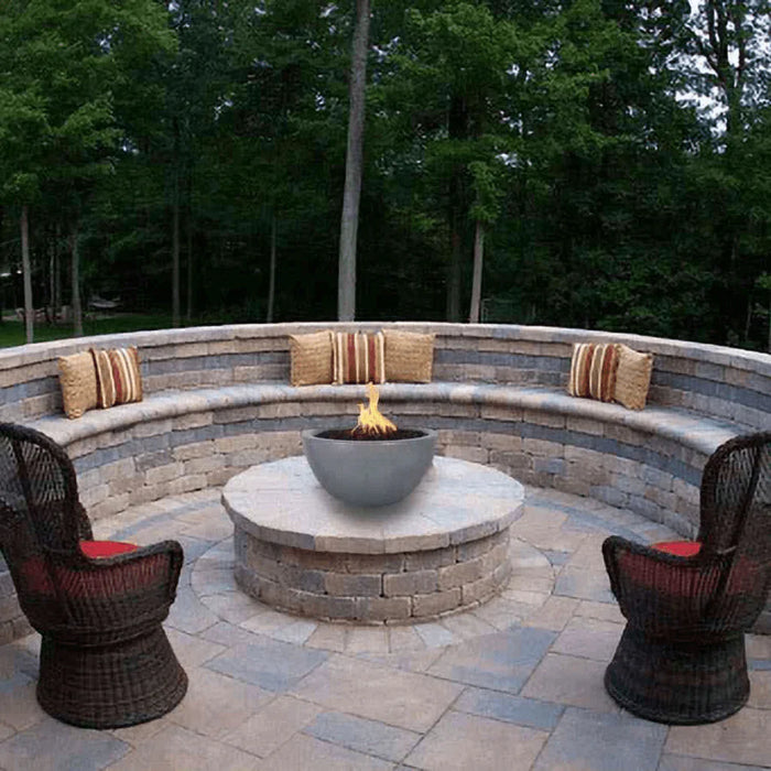 The Outdoor Plus Luna GFRC Concrete Round Fire Bowl 30" - Top-Quality Pool Fire Bowls