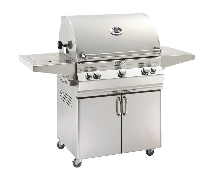 Fire Magic Aurora 30" Portable Gas Grill with Backburner, Rotisserie Kit & Single Side Burner A660s