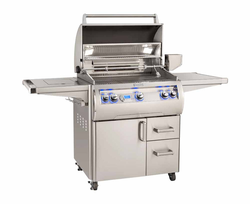 Fire Magic Echelon Diamond 30" Portable Grill with Analog Thermometer & Flush Mounted Single Side Burner E660s