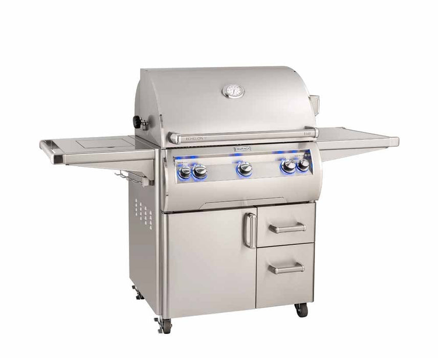 Fire Magic Echelon Diamond 30" Portable Grill with Analog Thermometer & Flush Mounted Single Side Burner E660s