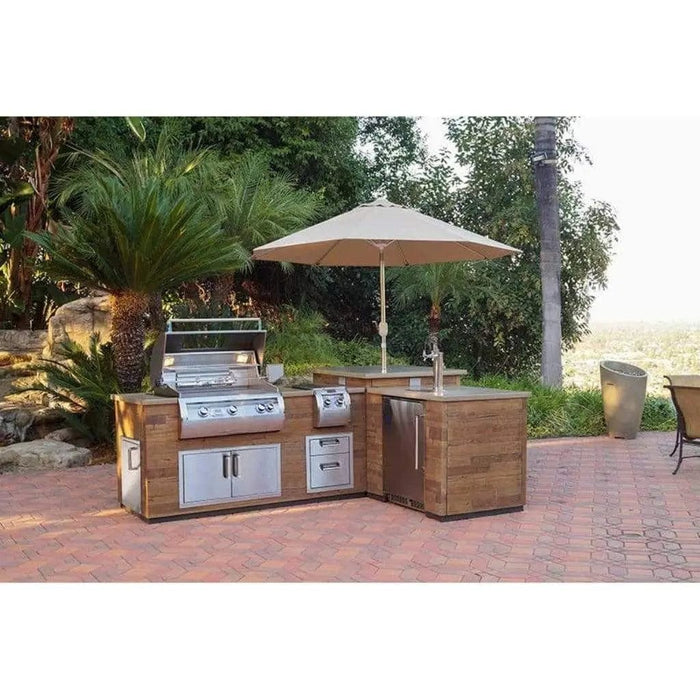 Fire Magic Silver Pine L-Shaped Reclaimed Wood Island System IL660-SPK-116BA with Kegerator Cut