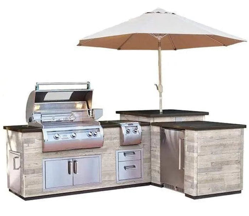 Fire Magic Silver Pine L-Shaped Reclaimed Wood Island System w/ Medium Pantry Cutout IL660-FOD(SPD)-116BA BBQ Islands IL660-SPD-116BA Flame Authority