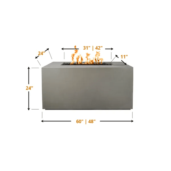 The Outdoor Plus - Pismo GFRC Concrete Rectangle Liquid Propane Fire Pit 48"