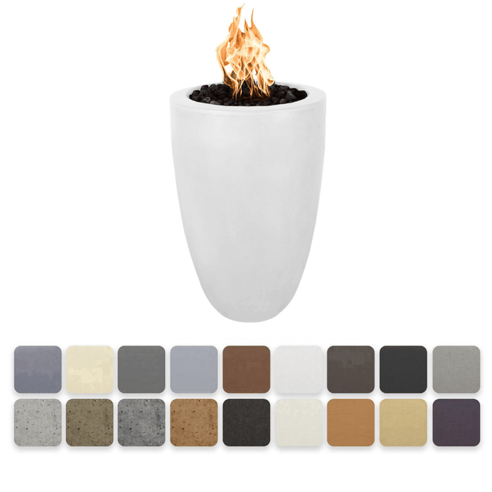 The Outdoor Plus - Castillo Pillar GFRC Concrete Round Natural Gas Fire Pit With Access Door 22"