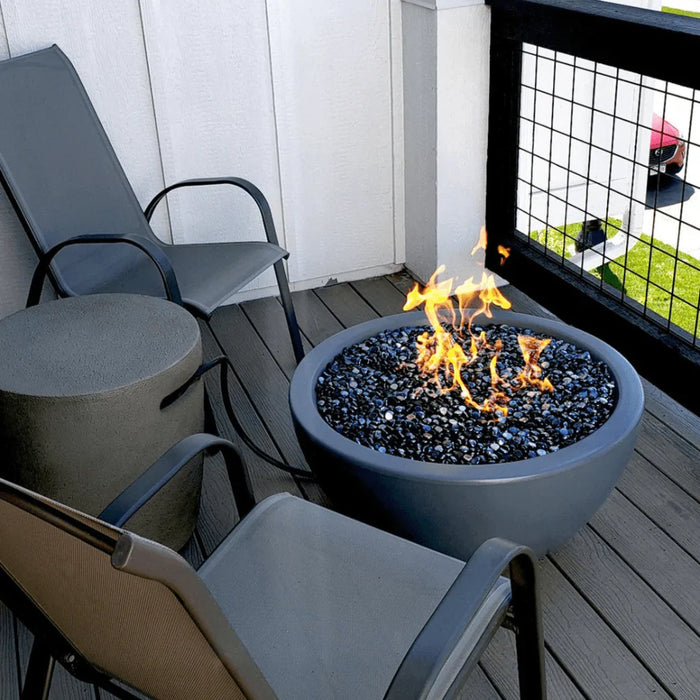 The Outdoor Plus - Luna GFRC Concrete Round Liquid Propane Fire Pit 30"