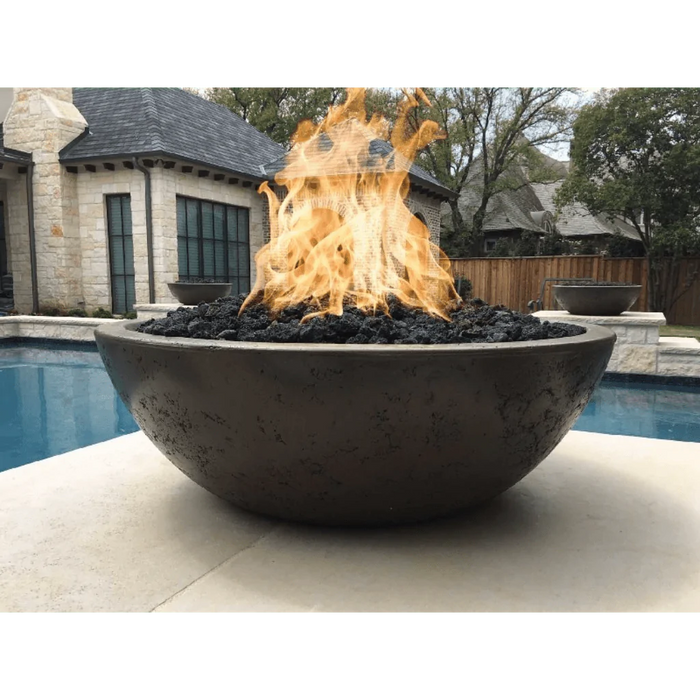 The Outdoor Plus - Sedona Narrow Ledge GFRC Concrete Round Liquid Propane Fire Pit 60"