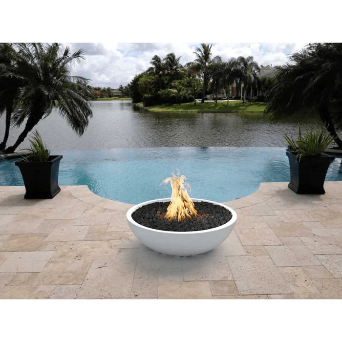 The Outdoor Plus - Sedona Narrow Ledge GFRC Concrete Round Liquid Propane Fire Pit 48"