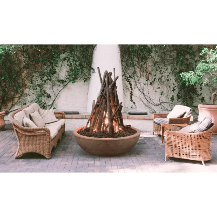 The Outdoor Plus - Sedona Narrow Ledge GFRC Concrete Round Liquid Propane Fire Pit 48"