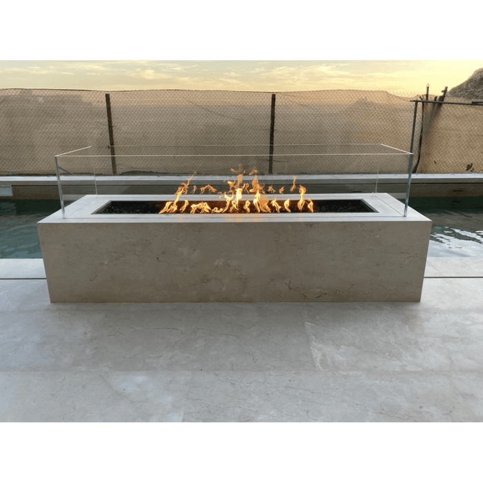 The Outdoor Plus - Cabo Linear GFRC Concrete Rectangle Natural Gas Fire Pit 66"