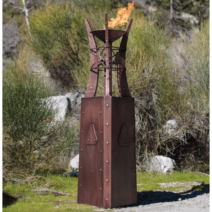 The Outdoor Plus - Outdoor Gas Fire Tower | Bastille Hammered Copper Square