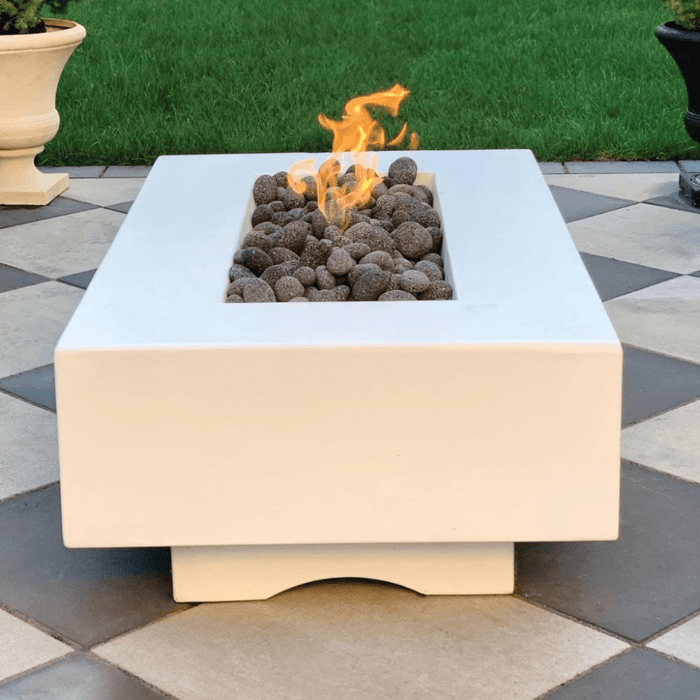 The Outdoor Plus - Del Mar GFRC Concrete Rectangle Natural Gas Fire Pit Table 60"