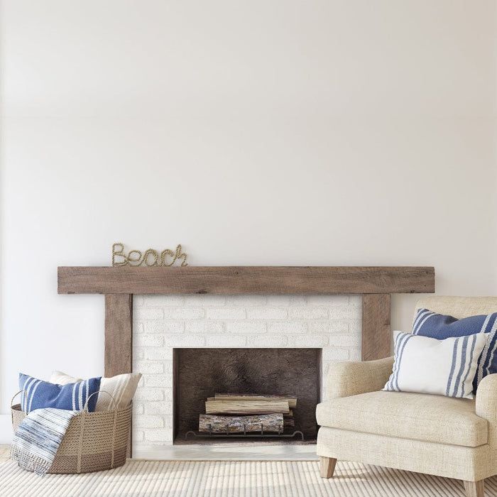 Lexington Hearth Hitching Post Faux Wood Mantel Surround in a nautical themed room