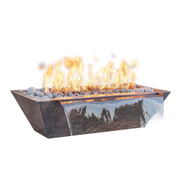 The Outdoor Plus - Linear Maya Hammered Copper Rectangle Fire & Water Bowl 48"