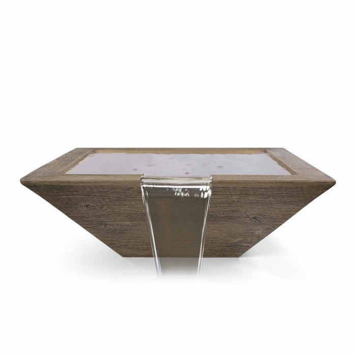 The Outdoor Plus - Maya GFRC Wood Grain Concrete Square Water Bowl